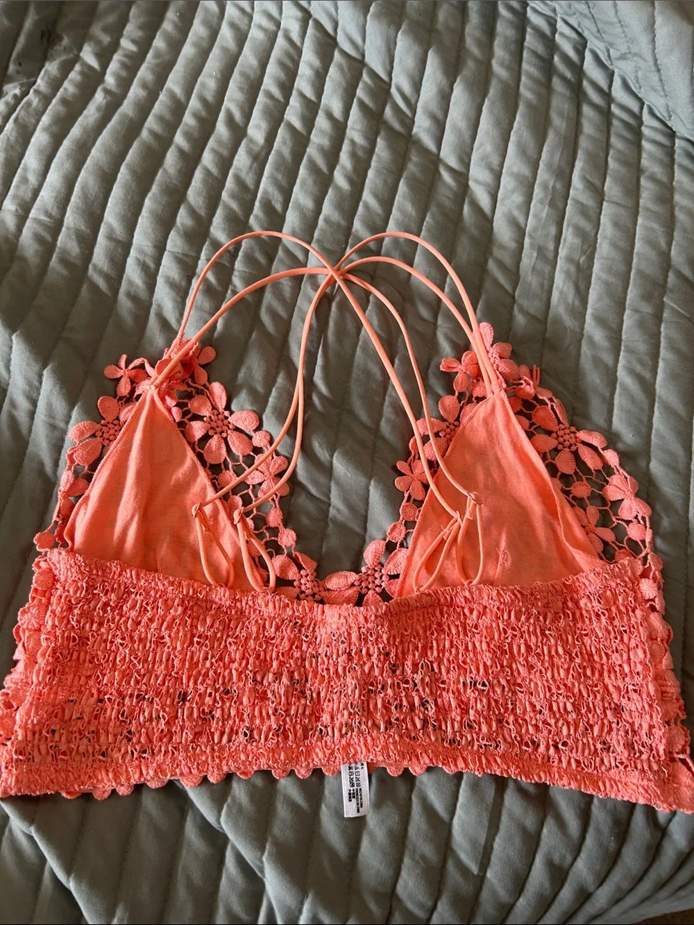 FP Intimately Crochet Floral Bralette in Coral Pink